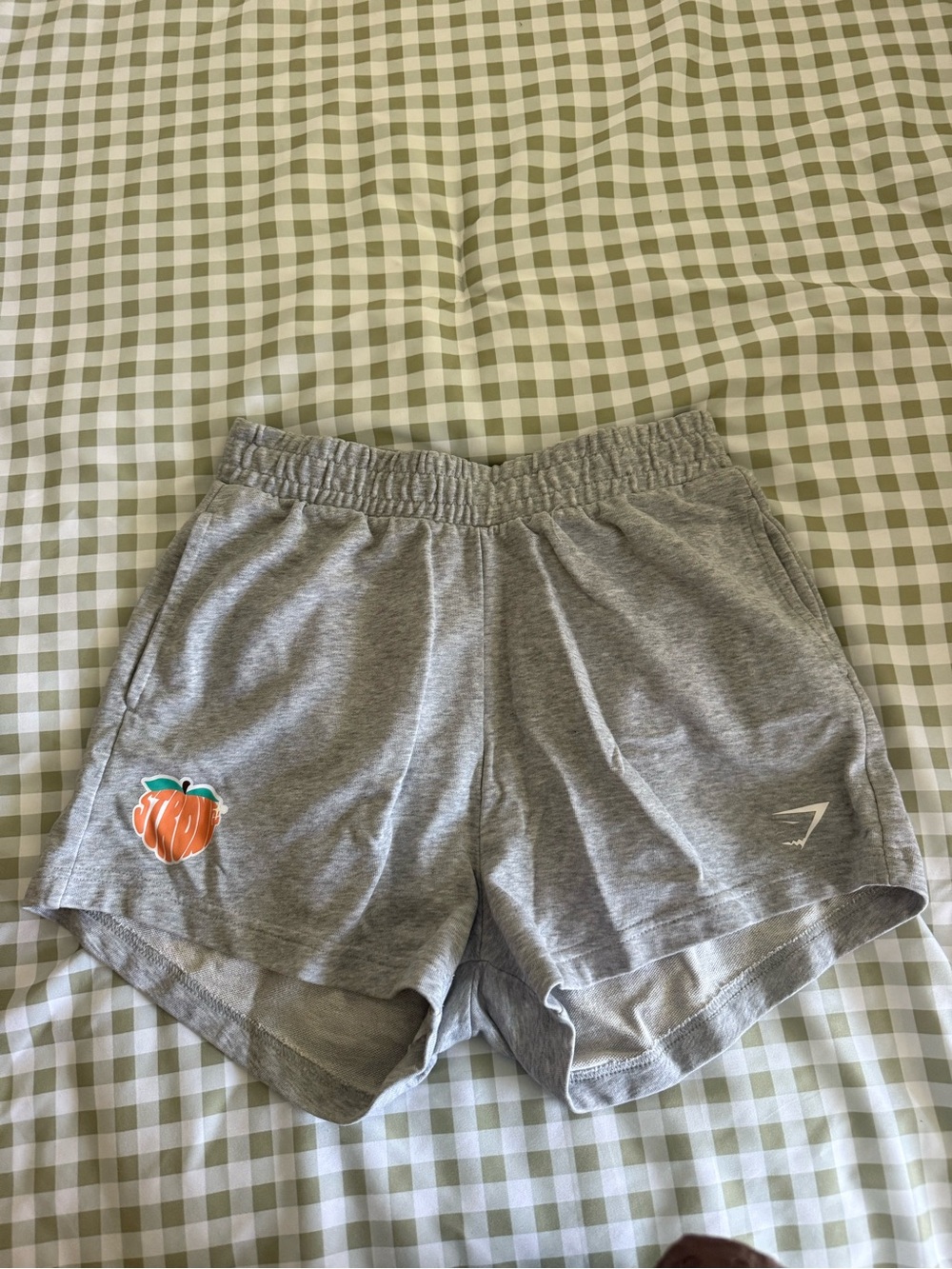 Gymshark Women's Gray Shorts with Orange Peach Patch